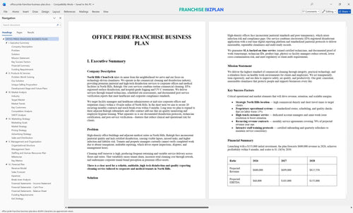 office pride franchise business plan 1