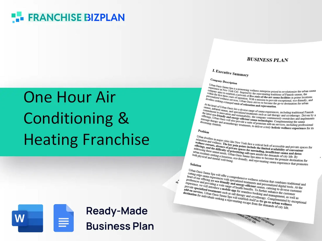 One Hour Air Conditioning & Heating Franchise Business Plan 2026 Updated