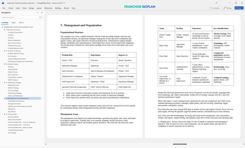 openworks franchise business plan 5