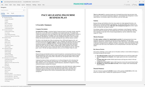 paccar leasing franchise business plan 1