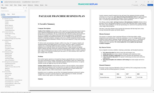 paclease franchise business plan 1