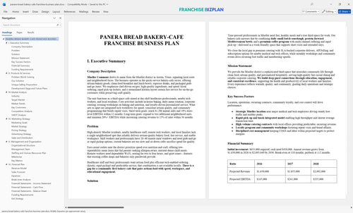 panera bread bakery cafe franchise business plan 1