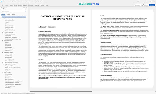 patrice associates franchise business plan 1