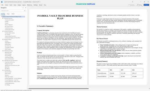payroll vault franchise business plan 1