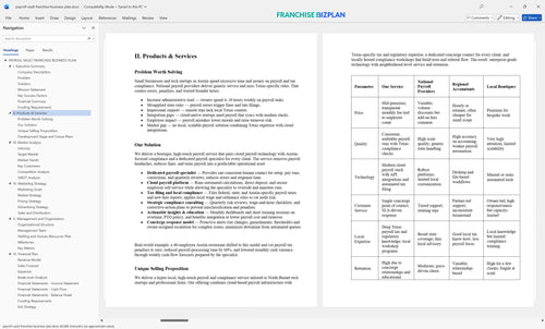payroll vault franchise business plan 2