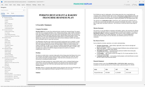 perkins restaurant bakery franchise business plan 1
