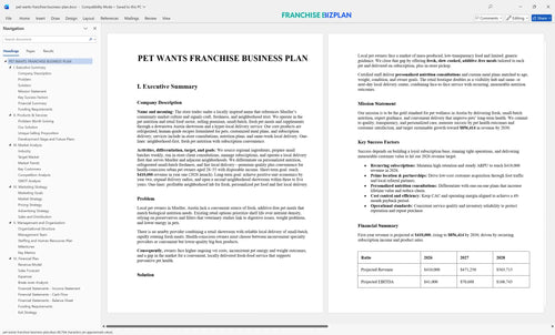 pet wants franchise business plan 1