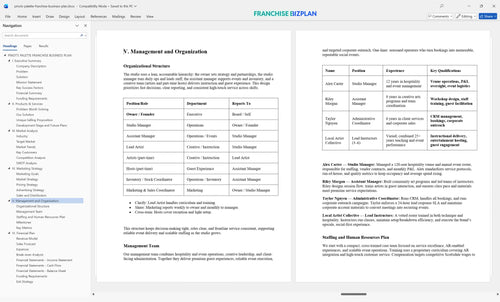 pinots palette franchise business plan 5