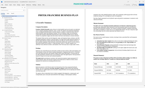 pirtek franchise business plan 1