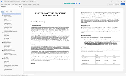 planet smoothie franchise business plan 1