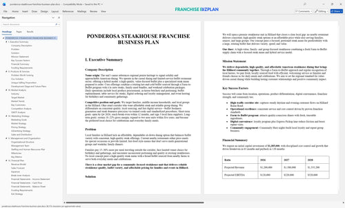 ponderosa steakhouse franchise business plan 1