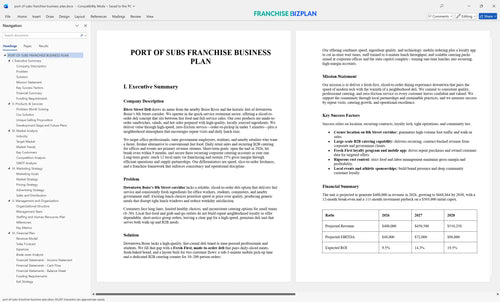 port of subs franchise business plan 1