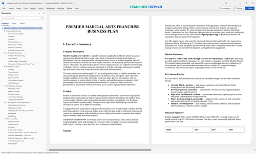 premier martial arts franchise business plan 1