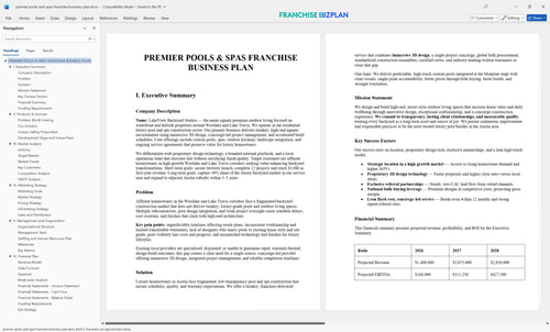 premier pools and spas franchise business plan 1