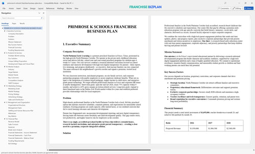 primrose k schools franchise business plan 1