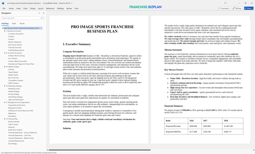 pro image sports franchise business plan 1
