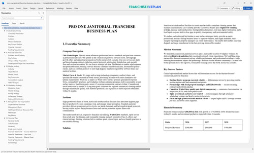 pro one janitorial franchise business plan 1