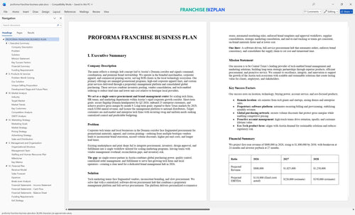 proforma franchise business plan 1