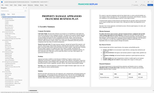 property damage appraisers franchise business plan 1