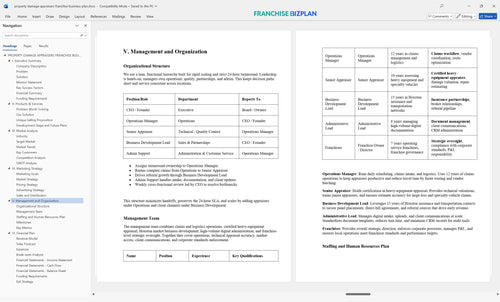 property damage appraisers franchise business plan 5