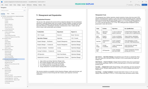 property management inc franchise business plan 5
