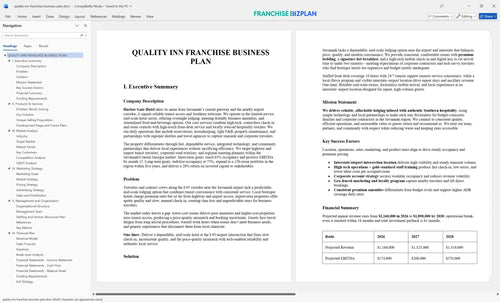 quality inn franchise business plan 1