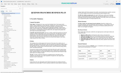 quiznos franchise business plan 1
