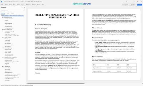 real living real estate franchise business plan 1