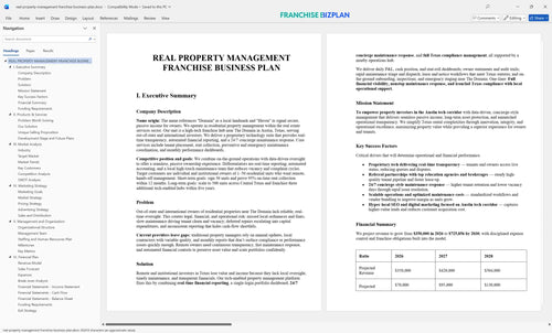 real property management franchise business plan 1