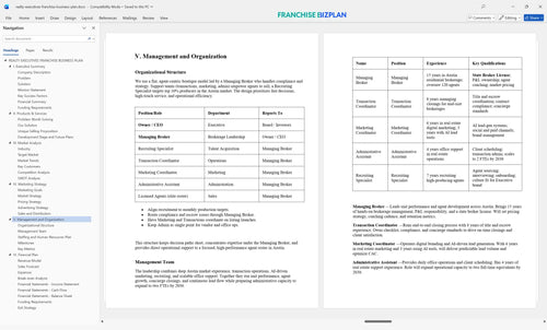 realty executives franchise business plan 5