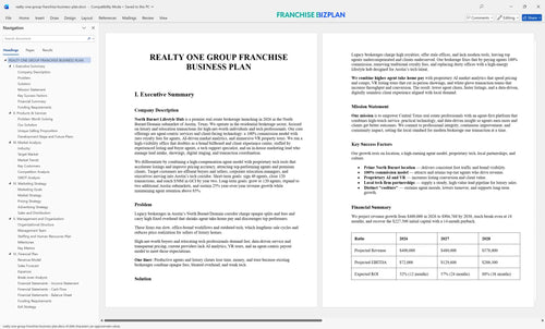 realty one group franchise business plan 1