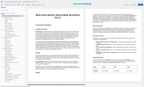 red lion hotel franchise business plan 1