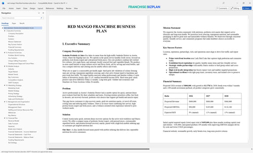 red mango franchise business plan 1