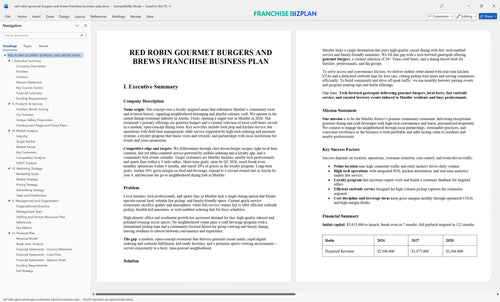 red robin gourmet burgers and brews franchise business plan 1