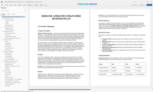redline athletics franchise business plan 1