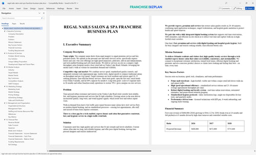 regal nails salon and spa franchise business plan 1