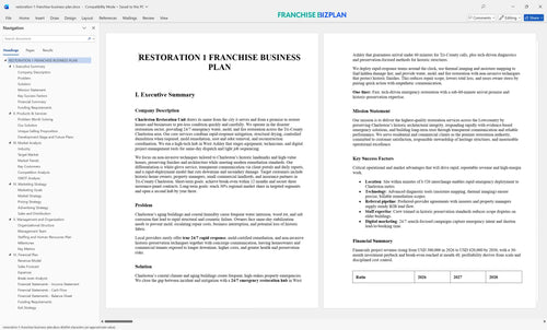 restoration 1 franchise business plan 1