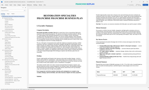 restoration specialties franchise business plan 1
