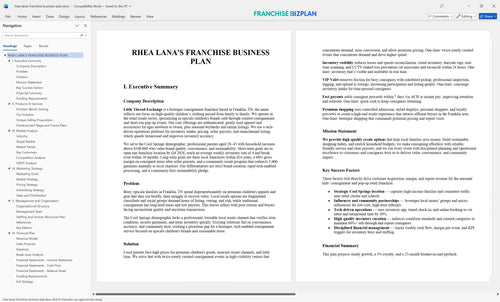 rhea lanas franchise business plan 1