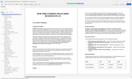 rnr tire express franchise business plan 1