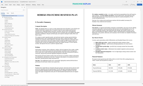 robeks franchise business plan 1