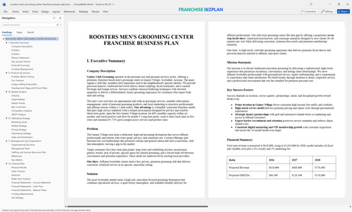 roosters mens grooming center franchise business plan 1