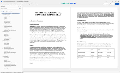 rosatis franchise business plan 1