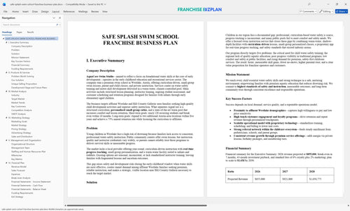 safe splash swim school franchise business plan 1