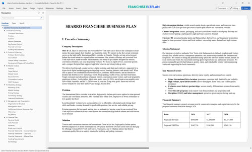 sbarro franchise business plan 1
