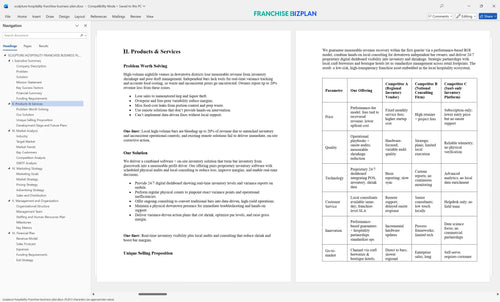 sculpture hospitality franchise business plan 2