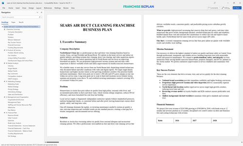 sears air duct cleaning franchise business plan 1