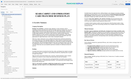 sears carpet and upholstery care franchise business plan 1