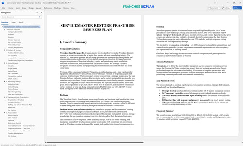 servicemaster restore franchise business plan 1