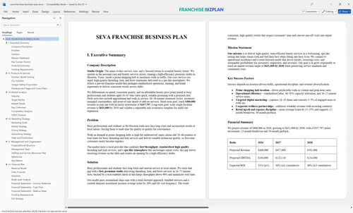 seva franchise business plan 1